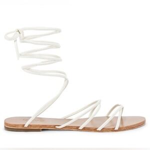 New RAYE Collette White Lace Up Flat Sandals Women's Size 7.5